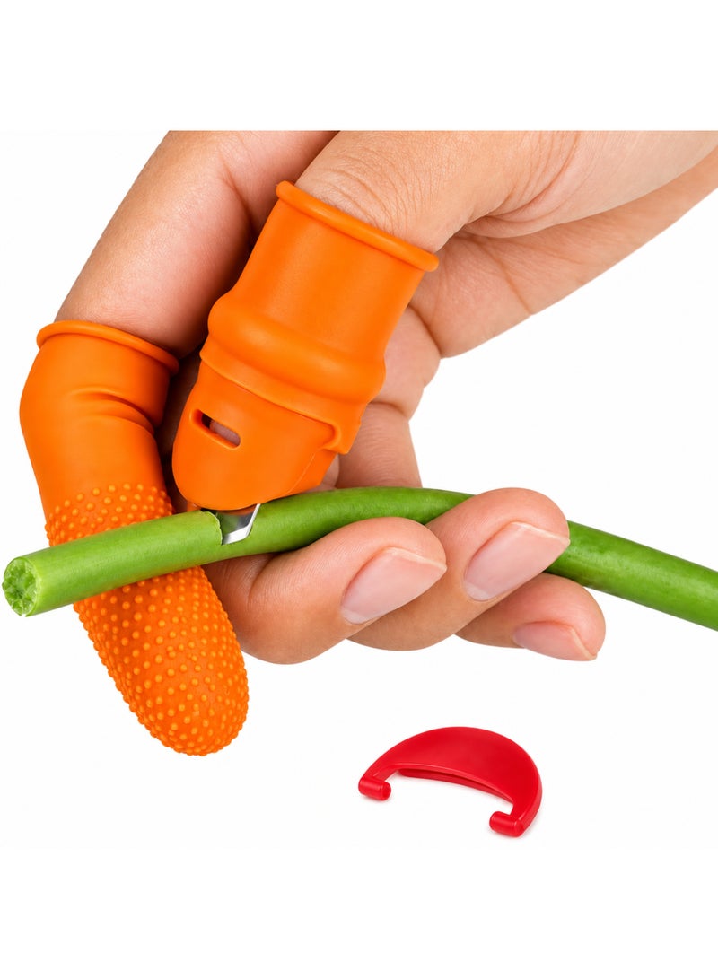 BERAM Silicone Thumb Knife with Finger Protector, Stainless Steel Blade & Protective Cover, Reusable Garden Harvesting Cutter for Tomatoes, Chillies, Strawberries, Beans, Herbs & Flowers - Image 1