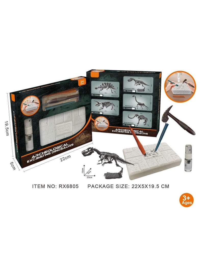 مجموعة التنقيب عن هياكل الديناصورات تاتي مع عدة أدوات للتنقيب