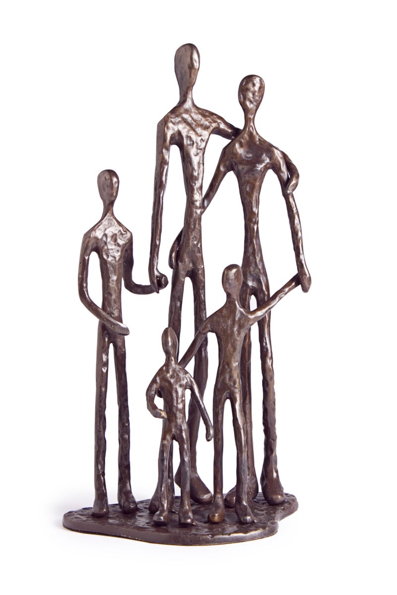 Danya B Danya B Home Shelf Dcor ZD11021  Sand Casted Metal Art Bronze Sculpture Family of Five  Lined with Velveteen 