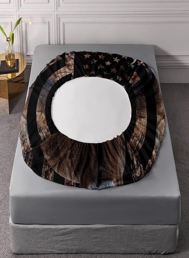 HOSIMA Deer Hunting Camo Bedding,Hunter Bedding Set American Flag Fitted Sheet Set Queen Size for Adult Teen Boy Bedroom Decor,1 Fitted Sheet+2 Pillowcases. - Image 4