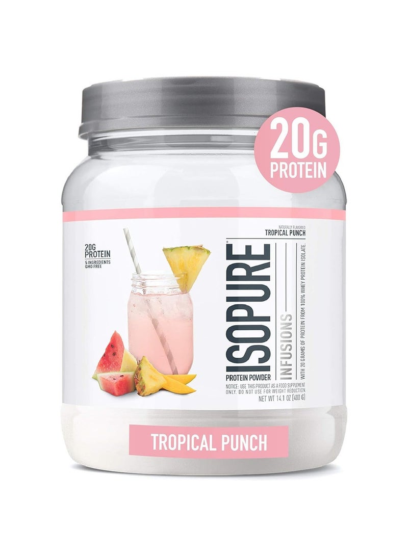Isopure Protein Powder, Gluten Free, Whey Protein Isolate, Post Workout Recovery Drink Mix, Prime Drink, Infusions- Tropical Punch, 16 Servings - Image 1