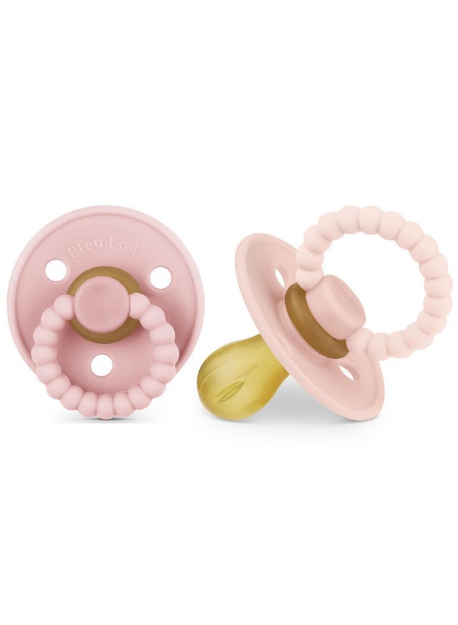 Bleu La La Luladream Pacifier - Natural Rubber Nipple - Soft Teething Handle - for Infants Baby's and Toddlers, 0-18 Months (Blush Pink + Rose Petal) - Image 1