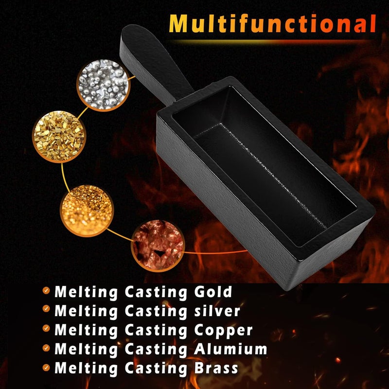 Camoo 100 oz Cast Steel Ingot Mold for Melting Casting Refining Gold Silver Copper Aluminum Brass Precious Metals etc - Image 2