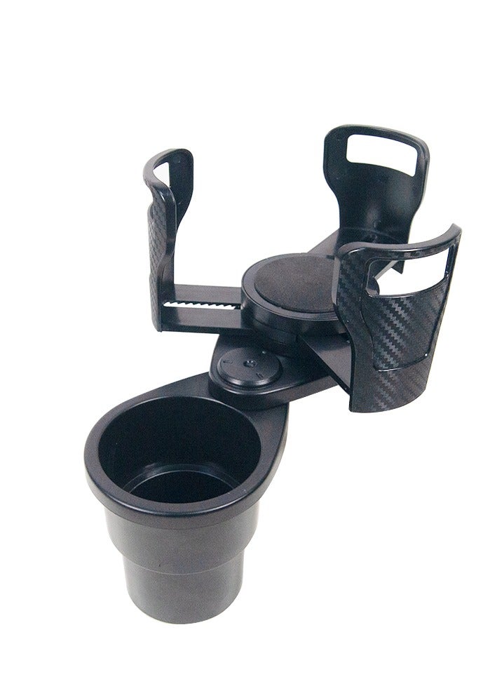 Car Cup Holder Expander Adapter, 2 in 1 Universal Dual Cup Mount Extender Organizer 360° Rotating Adjustable Base Water Cup Drink Holder - Image 1