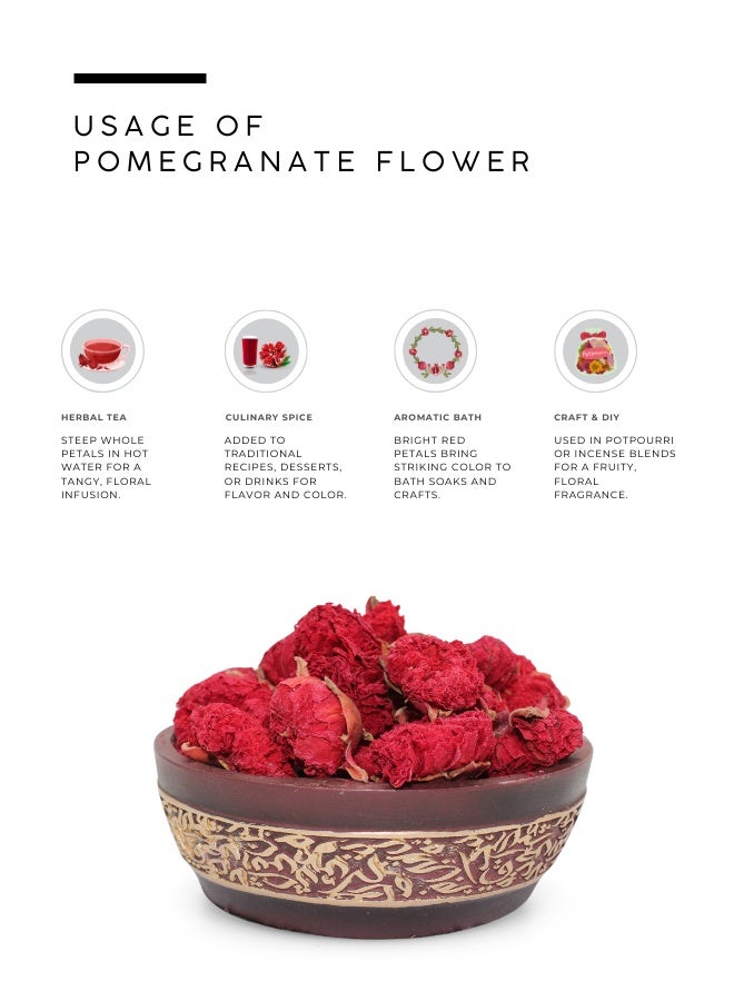 أباميك أزهار الرمان المجففة من أوافي ميل لشاي الأعشاب | مشروب زهري لاذع، بلون وردي ياقوتي | نباتي - 500 غرام | 17.6 أونصة - Image 3
