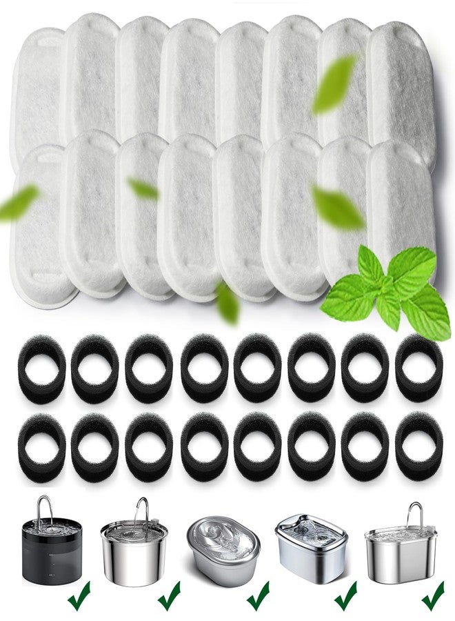 KANCHOU Cat Water Fountain Filters,Cat Fountain Replacement Filters for Stainless Steel 108oz/3.2L&67oz/2L Adjustable Water Flow Pet Water Fountain,Dog Water Fountain (16+16 Pack) - Image 1
