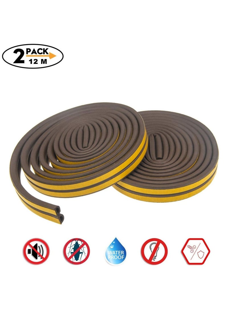 2Pack Self-Adhesive Foam Weather Strip Door Seal Soundproof Seal Strip Insulation Epdm D Type - Image 1