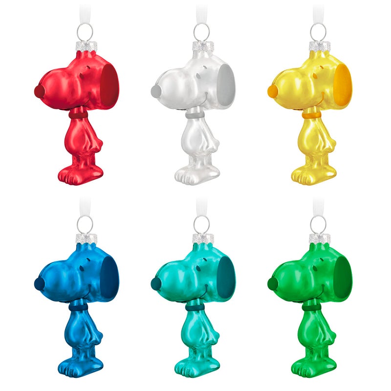 Hallmark Keepsake Christmas Ornaments 2023 The Peanuts Gang Snoopy Glass Ornament Set of 6 Gifts for Peanuts Fans - Image 2