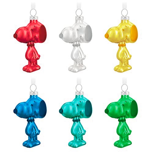 Hallmark Keepsake Christmas Ornaments 2023 The Peanuts Gang Snoopy Glass Ornament Set of 6 Gifts for Peanuts Fans - Image 1