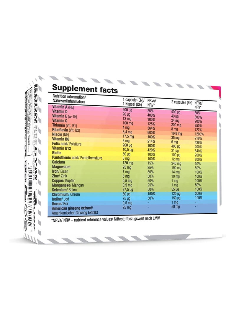 Olimp أوليمب فيتا-مين وان: أول مكمل متعدد الفيتامينات والمعادن للرياضة مع البيوتين والجينسنغ وفيتامين C وD وB12 - 60 كبسولة - Image 2