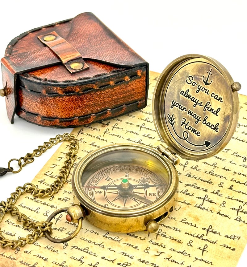 geekgifts Brass Compass - So You can Always find Your Way Back Home - Engraved Compass - Personalized Compass Gift for him/her - Image 2