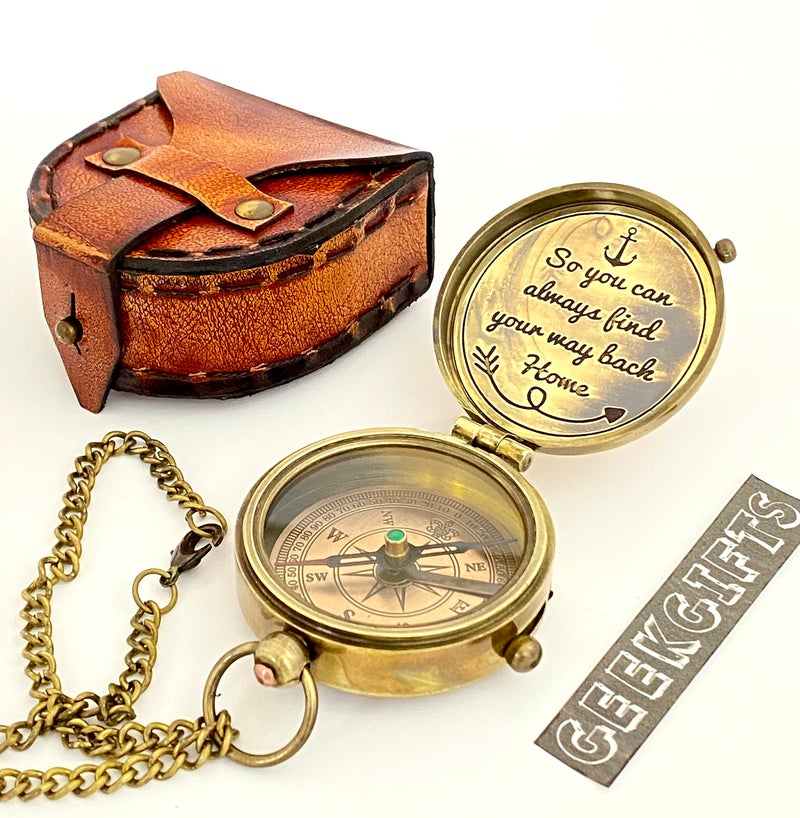 geekgifts Brass Compass - So You can Always find Your Way Back Home - Engraved Compass - Personalized Compass Gift for him/her - Image 5