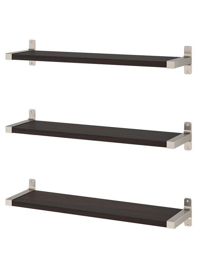 Zaboon Wall Shelf Combination, Brown-Black/Nickel-Plated, 80X20 Cm - Image 1