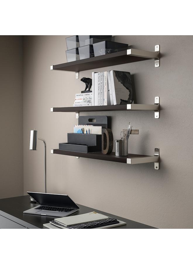 Zaboon Wall Shelf Combination, Brown-Black/Nickel-Plated, 80X20 Cm - Image 2