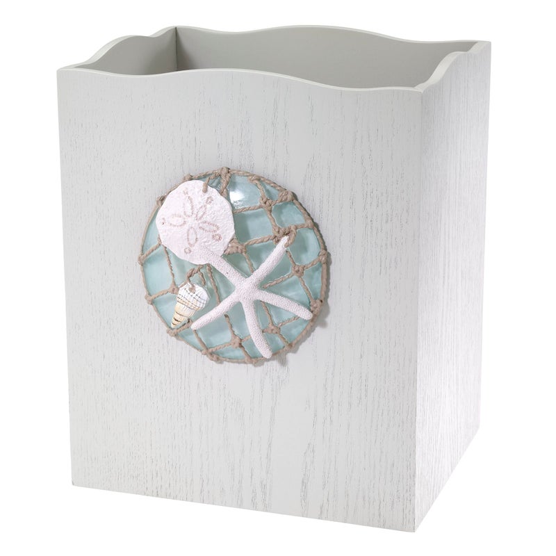 Avanti Linens Avanti Linens  Waste Basket Decorative Trash Can Beach Inspired Bathroom Accessories Seaglass Collection  - Image 1
