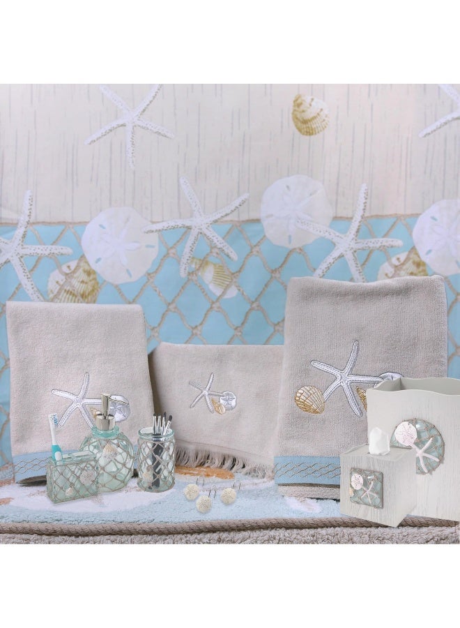 Avanti Linens Avanti Linens  Waste Basket Decorative Trash Can Beach Inspired Bathroom Accessories Seaglass Collection  - Image 5