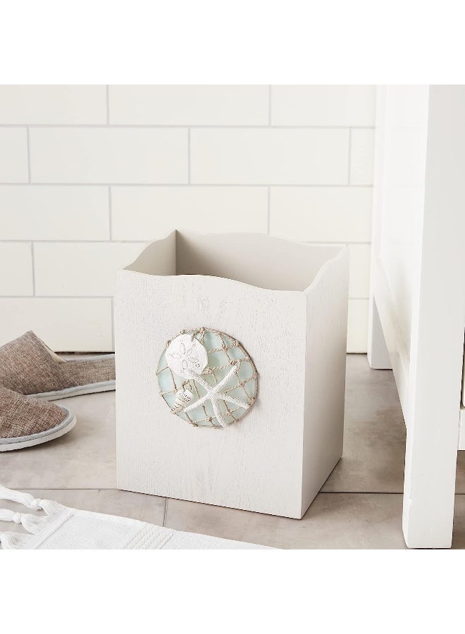Avanti Linens Avanti Linens  Waste Basket Decorative Trash Can Beach Inspired Bathroom Accessories Seaglass Collection  - Image 3