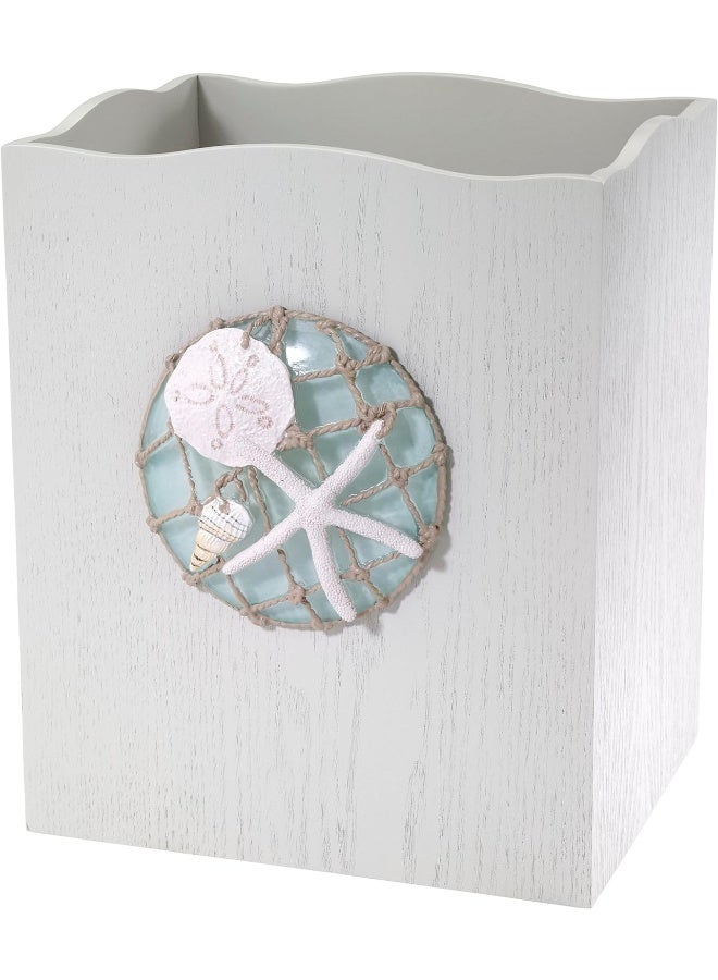 Avanti Linens Avanti Linens  Waste Basket Decorative Trash Can Beach Inspired Bathroom Accessories Seaglass Collection  - Image 4