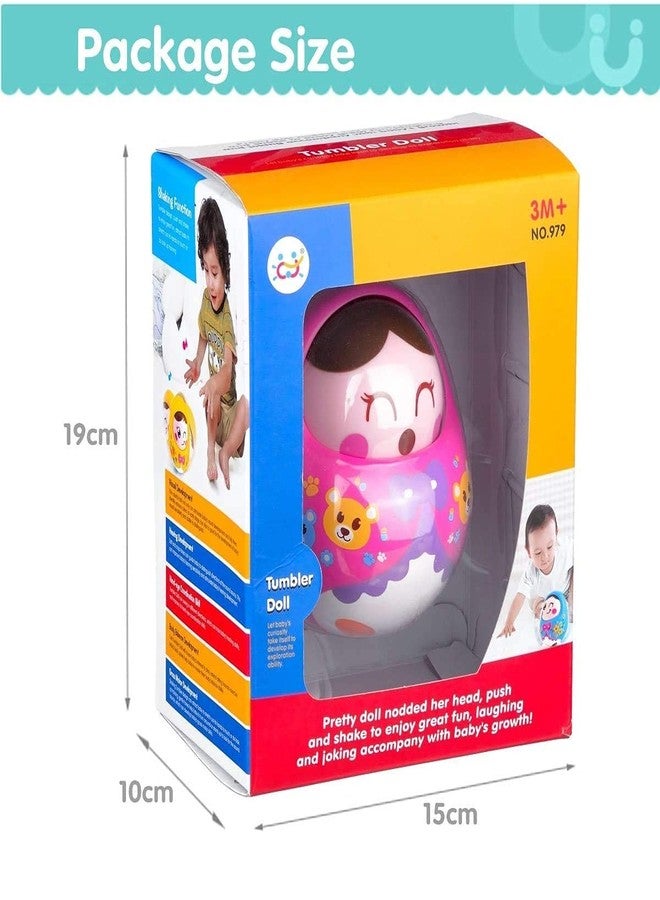 Dezva Cute Push and Shake Tumbler Doll 3 Month Old Baby Toys with Shaking Nod Function and Sweet Tones Infants Toys (Multicolor) - Image 4