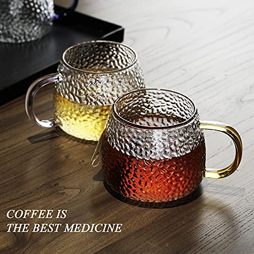 LUXU Hammered Tea Cups,Glass Coffee Mugs,Set of 6 Coffee Cups with Different Color Handles-15 oz,Prefect for Cappuccino,Latte,Water,Mocha,Milk,Widely Used for Cafes,Home and Office - Image 5