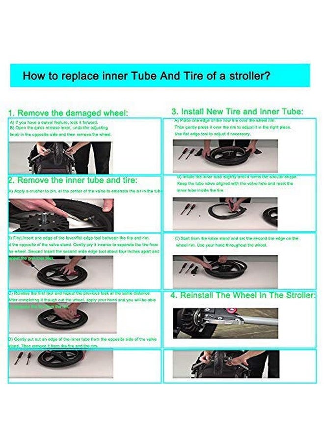 Wadoy - 12 1/2 X2 1/4 Tire And Tube Set And 12.5'' X 1.75/2.15 Front Wheel Compatible With Bob Stroller Revolution Se Pro Flex Jogging Duallie Stroller Heavy Duty Thorn Resistant Front Wheel Inner Tire - Image 1