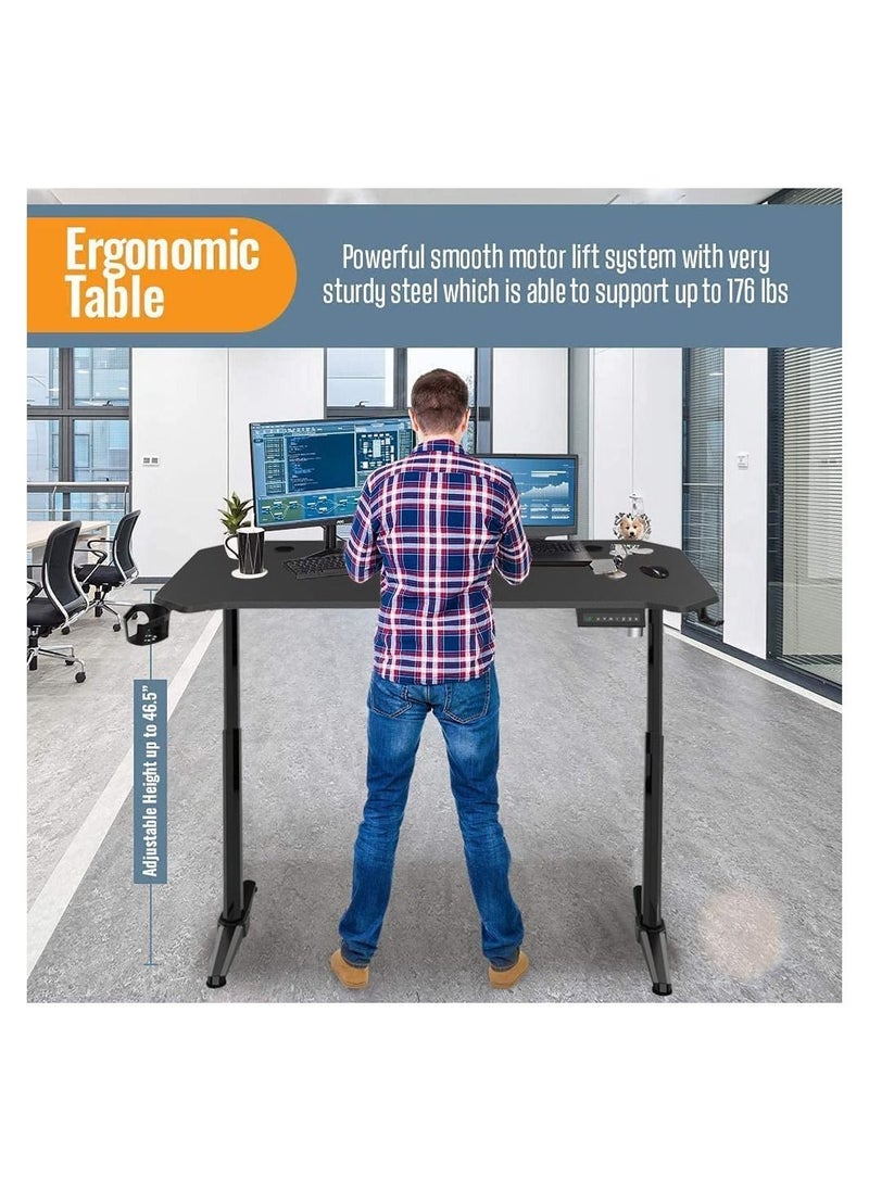 Royal Polar RoyalPolar Sit Stand Home Office Ergonomic Electric Standing Desk Lifting Computer Desk Intelligent Workstation with 4 Height Memory Controller with Headphone Hook 140CM, Black  - Image 3