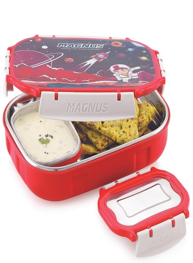 Magnus Spike Kids SP Red Lunchbox - 800ml Stainless Steel Tiffin & 150ml Container | Airtight, Leakproof Lunch Box | Easy Carry for Boys & Girls | Lunch Box for Kids & Office Men - Image 4