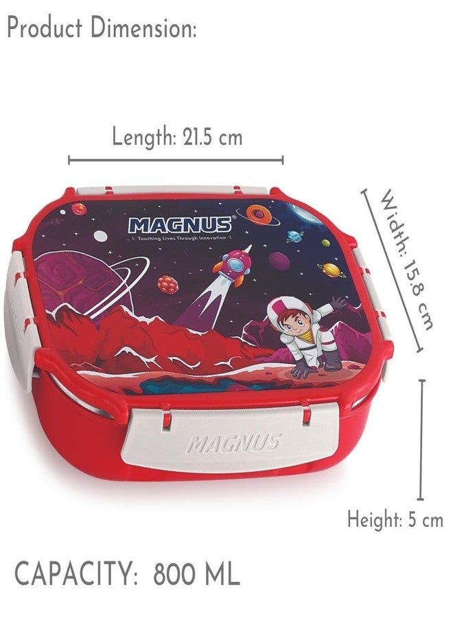 Magnus Spike Kids SP Red Lunchbox - 800ml Stainless Steel Tiffin & 150ml Container | Airtight, Leakproof Lunch Box | Easy Carry for Boys & Girls | Lunch Box for Kids & Office Men - Image 2