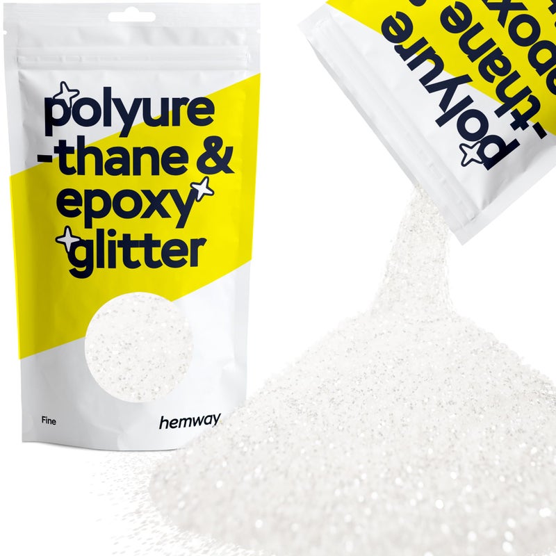 Hemway Glitter for Resin 500g White Iridescent Metallic Crystals for Epoxy Craft Flakes Tumblers Wax Melt