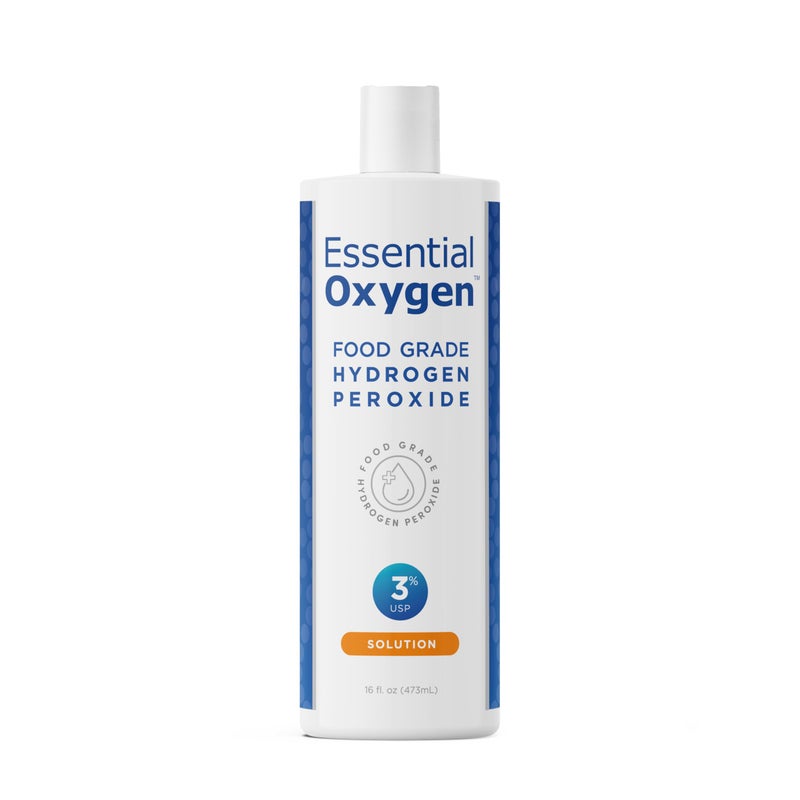 Essential Oxygen Food Grade Hydrogen Peroxide, Natural Cleaner, 3% USP, White, 16 Ounce - Image 1