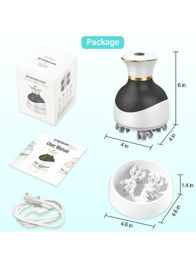 Rechargeable Deep Kneading Scalp Massager - 3D Head Massager B27 - Portable Hair Scratcher with 3 Modes, Waterproof Design & USB Charging