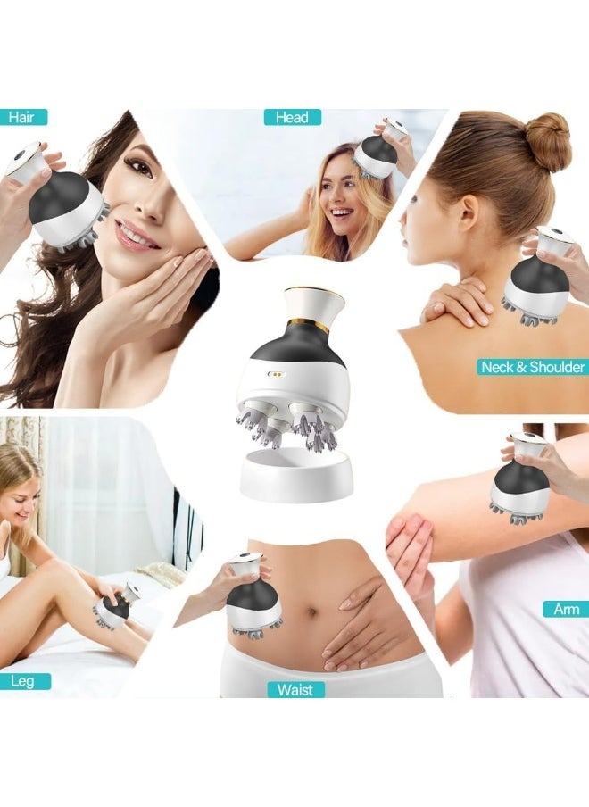 Rechargeable Deep Kneading Scalp Massager - 3D Head Massager B27 - Portable Hair Scratcher with 3 Modes, Waterproof Design & USB Charging