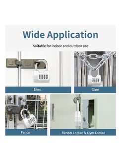 Generic 4 Digit Combination Lock Outdoor, Heavy Duty Locker Lock, Combination Lock for Locker, Waterproof Combo Lock for Gym Locker, Hasp Storage, Shed, Fence, Gate, Silver  - Image 2