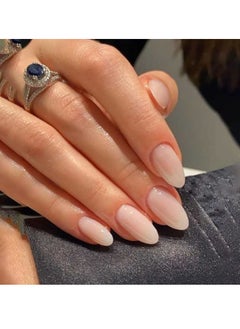 JOSQUEWNN Press On Nails Medium Almond Solid Color Gradient Glossy 24pcs Press On Nails Medium Natural French Manicure, Fake Acrylic Nails With Glue Kit  - Image 1