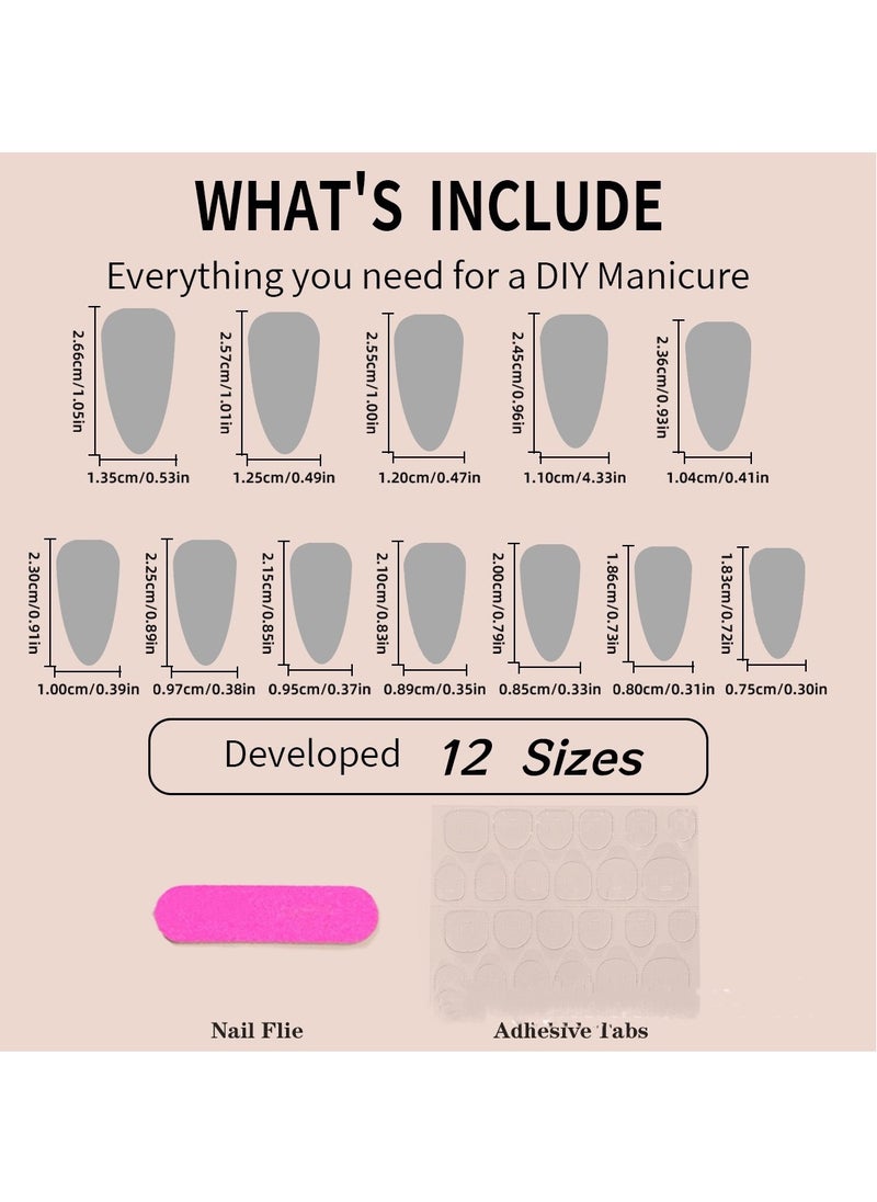 JOSQUEWNN - Press On Nails Medium Almond Solid Color Gradient Glossy 24pcs Press On Nails Medium Natural French Manicure, Fake Acrylic Nails With Glue Kit - Image 1