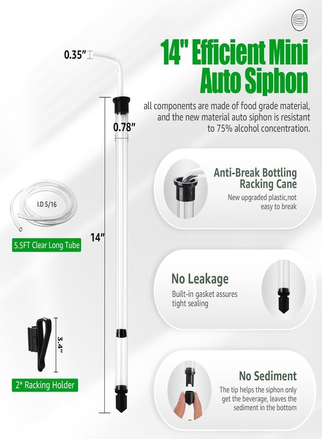 Dbgogo 14” Mini Auto Siphon - 3/8”Racking Cane, Homebrew Beer Wine Siphon Pump with 5.5FT Silicone Tubing Auto Siphon Clamp Efffortless Bottling Fermentation Siphoning Kombucha Mead Wine Making Kit - Image 2