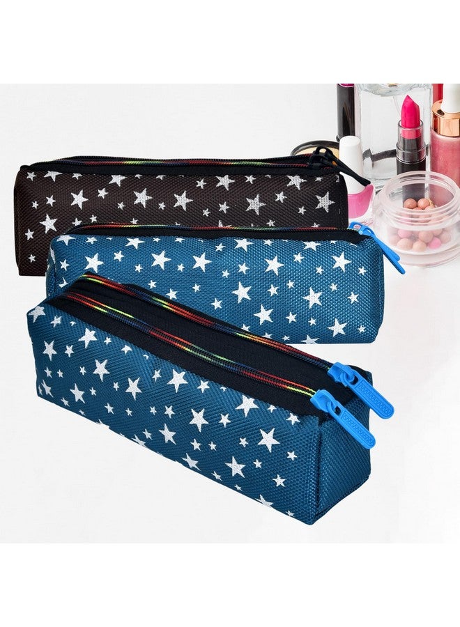 Hearts Makeup Pouch|Rexine Cosmetic Pouch|Jewellery Utility Pouch|Toiletry Pouch For Girls|Travel Makeup Pouch For Girls|Storage Makeup Bag|Star Makeup Pouch|Pack Of 3|Multi - Image 1