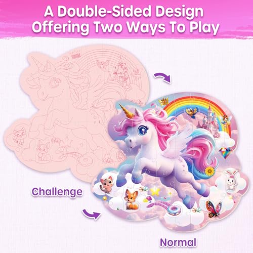 SYNARRY Unicorn Floor Puzzles for Kids Ages 46 Large 45 Piece Floor Puzzles for Kids Ages 48 Puzzles for Toddlers 35 Unicorn Toys Easter Basket Stuffers Gifts for 3 4 5 6 7 8 Year Old Girls - Image 5