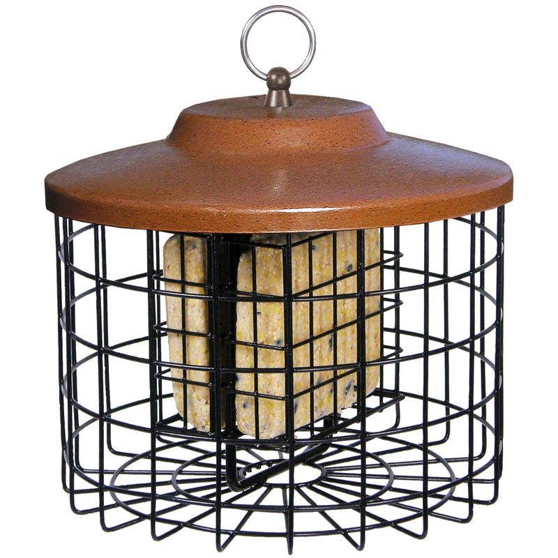 More Birds SquirrelX Double Suet Feeder Outdoor Wild Bird Feeder Cage Bird Feeder 2 Suet Cake Capacity