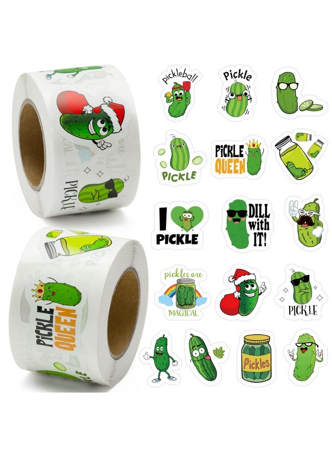 BeYumi 1000Pcs Christmas Pickle Cartoon Stickers For Kids In 2 Rolls Funny Graphic Aesthetics Cucumber Stickers Waterproof Vinyl Decal For Laptop Bottle Phone Skateboard Luggage Party Decor Gift Teens - Image 1