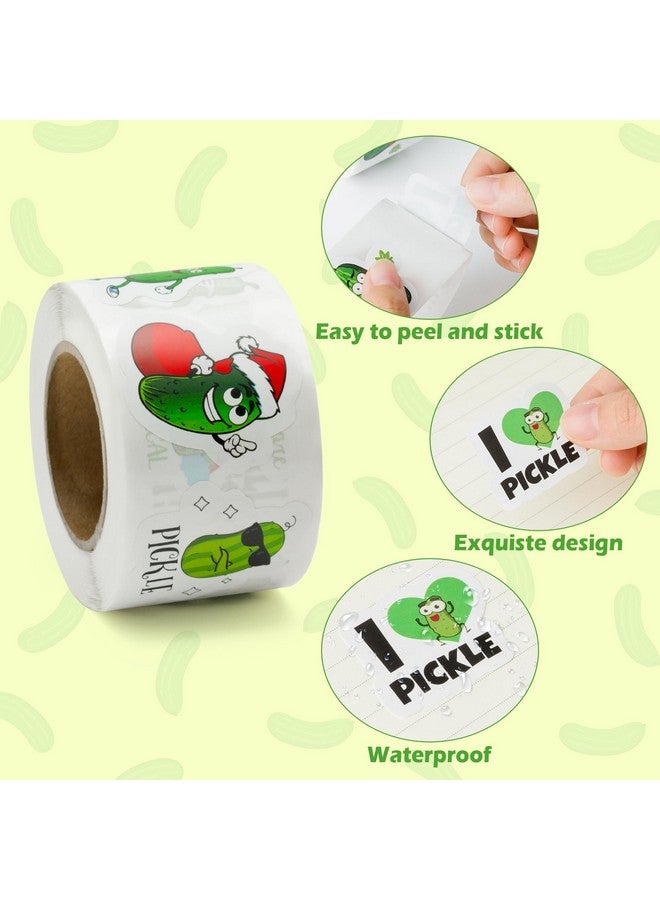 BeYumi 1000Pcs Christmas Pickle Cartoon Stickers For Kids In 2 Rolls Funny Graphic Aesthetics Cucumber Stickers Waterproof Vinyl Decal For Laptop Bottle Phone Skateboard Luggage Party Decor Gift Teens - Image 3