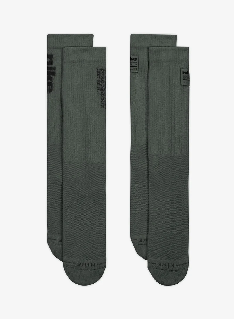 Nike 2 Pack Everyday Elevated Multi Graphic Crew Socks