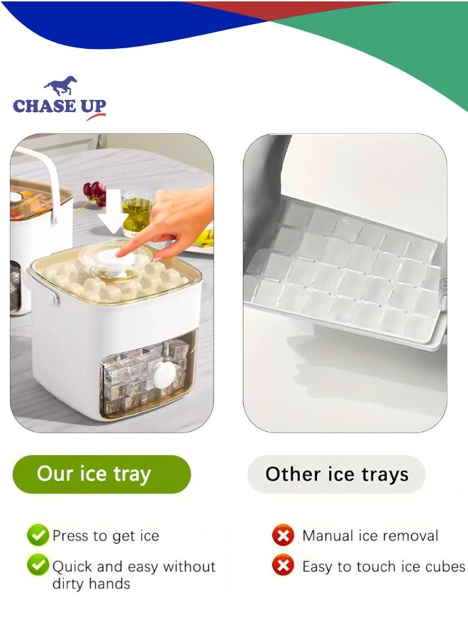 Chase Up Ice Cube Tray Mold with Lid and Bin, Ice Cubes Maker with 2 Trays & Ice Clamp & Ice Storage Bin, Easy Release Ice Mould Trays for Food, Whiskey, Cocktail, Soda & Camping, BPA Free  - Image 3