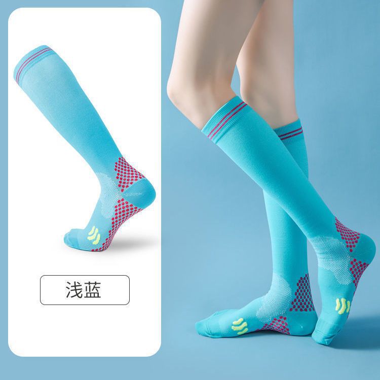 Sports socks muscle pressure outdoor sports special running riding socks mountaineering stockings elastic socks wholesale Light blue  - Image 1