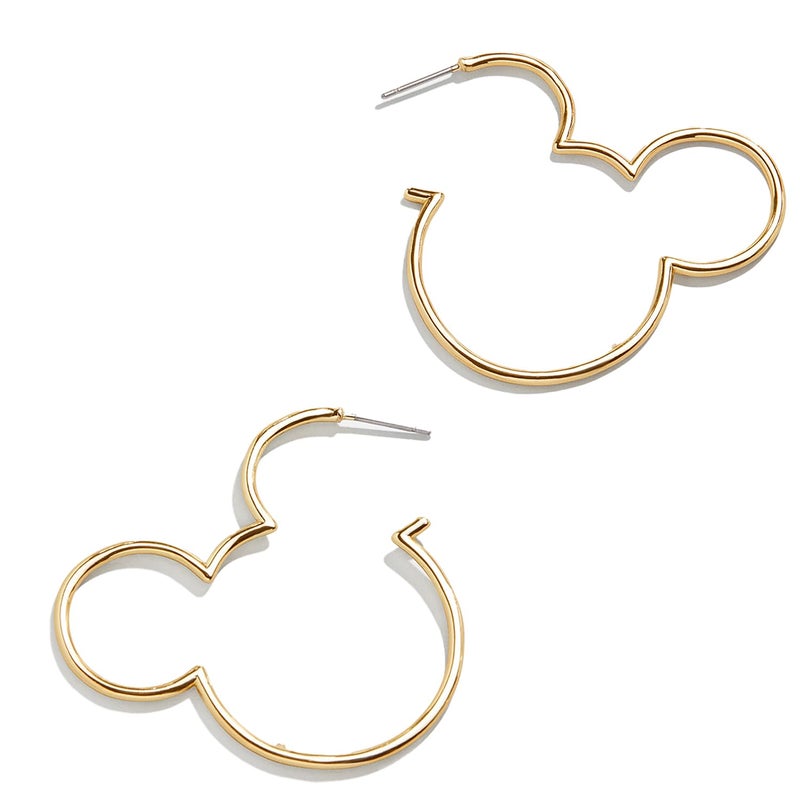 BaubleBar Disney Mickey Mouse Outline Gold-Plated Hoop Earrings - Simple Mickey Mouse Silhouette Hoop Earrings, Gold-Plated Earrings for Women, Disney Jewelry and Accessories, Womenâ€™s Fashion Jewelry - Image 1