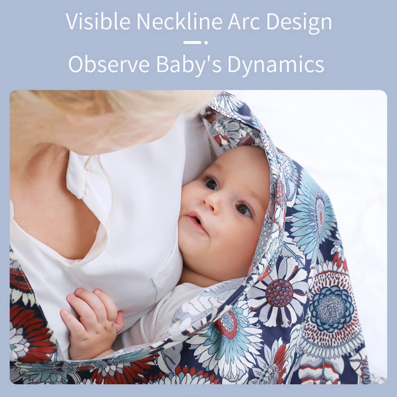 Insular Nursing Cover for Breastfeeding, Infant Feeding Cover Breathable Cotton Privacy Breastfeeding Apron, Black Wave) - Image 3