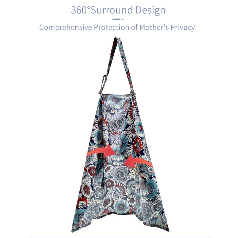 Insular Nursing Cover for Breastfeeding, Infant Feeding Cover Breathable Cotton Privacy Breastfeeding Apron, Black Wave) - Image 5