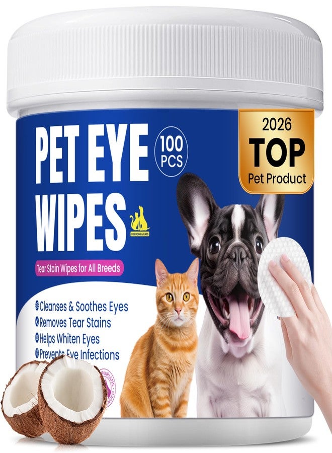 BuddyCheer Dog Eye Wipes, Angel Tear Stain Remover for All Dogs & Cats - Hypoallergenic & Deodorizing Eye Wipes for Dogs, Pet Eye Cleaner Wipes with Enzymes for Discharge, Crust, Mucus & Debris, Coconut (100 Ct) - Image 1