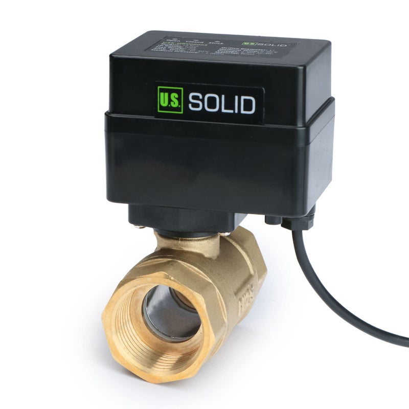 U.S. Solid Motorized Ball Valve- 1" Brass Ball Valve with Standard Port, 9-36V AC/DC, 2 Wire Auto Return Setup, Normally Open (N/O) - Image 2