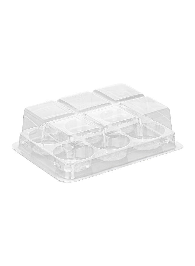 Restaurantware 6 x 4.5 x 2 Inch Disposable Cupcake Containers, 100 High Dome Cupcake Holders - 6 Compartments, With Lids, Clear Plastic Cupcake Carriers, Cupcake Trays For Muffins or Fruit Cups,  - Image 1